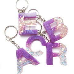 Violet Vibes Custom Handmade Resin Letter Keychains – Personalized for Every Occasion