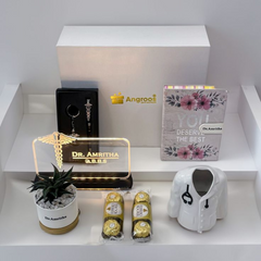 Premium Personalized Doctor Gift Hamper – Name LED Frame, Chocolates, Diary & Desk Deco