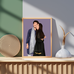 Personalized Faceless Couple Digital Illustration Frame