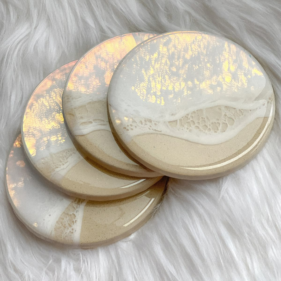 Ocean-Inspired Epoxy Coaster Set for Office & Home