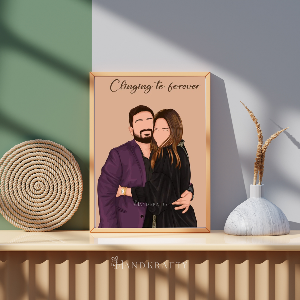 Personalized Faceless Couple Digital Illustration Frame
