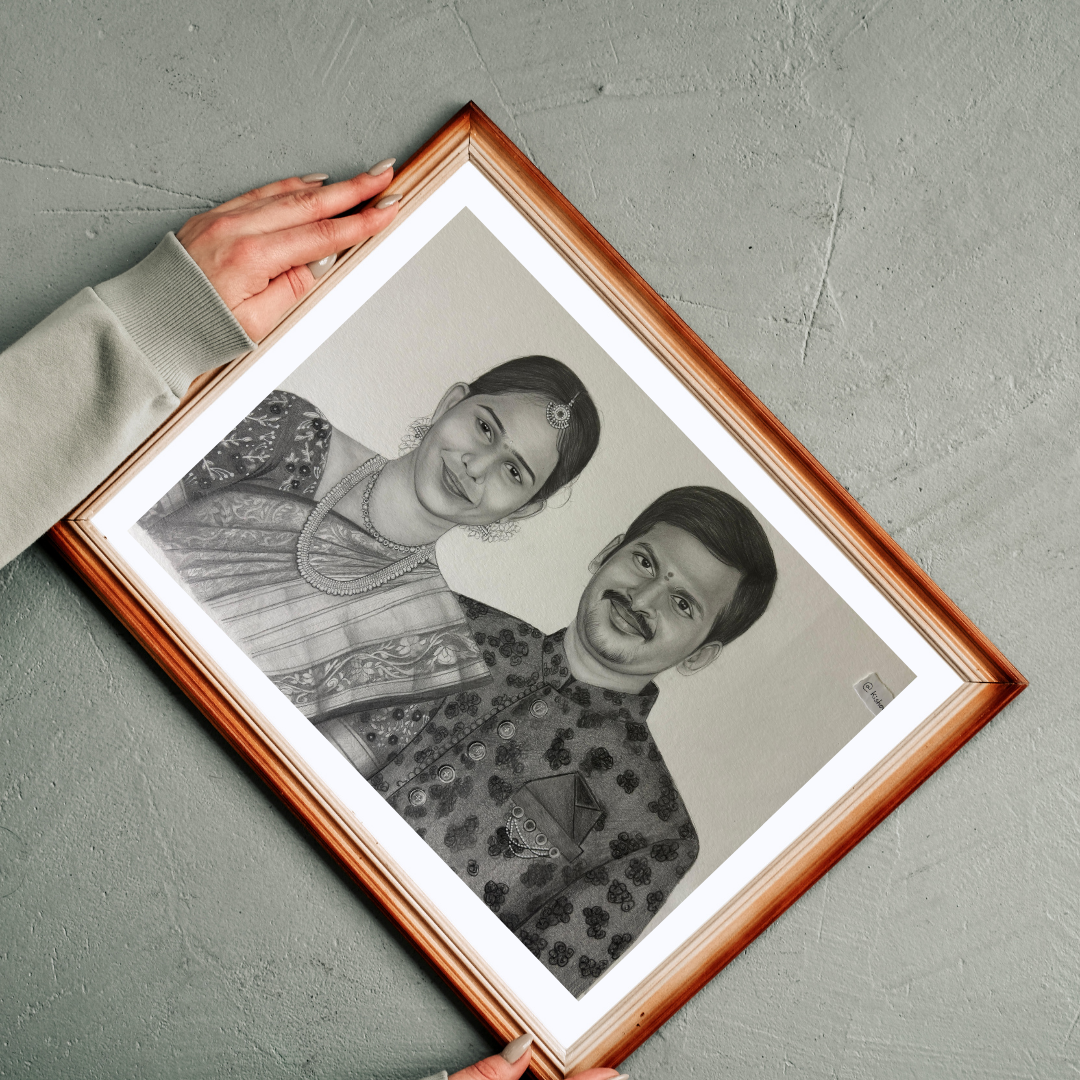 Customizable Handmade Pencil Sketch Portrait – Perfect for Any couple