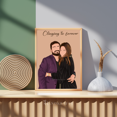 Personalized Faceless Couple Digital Illustration Frame