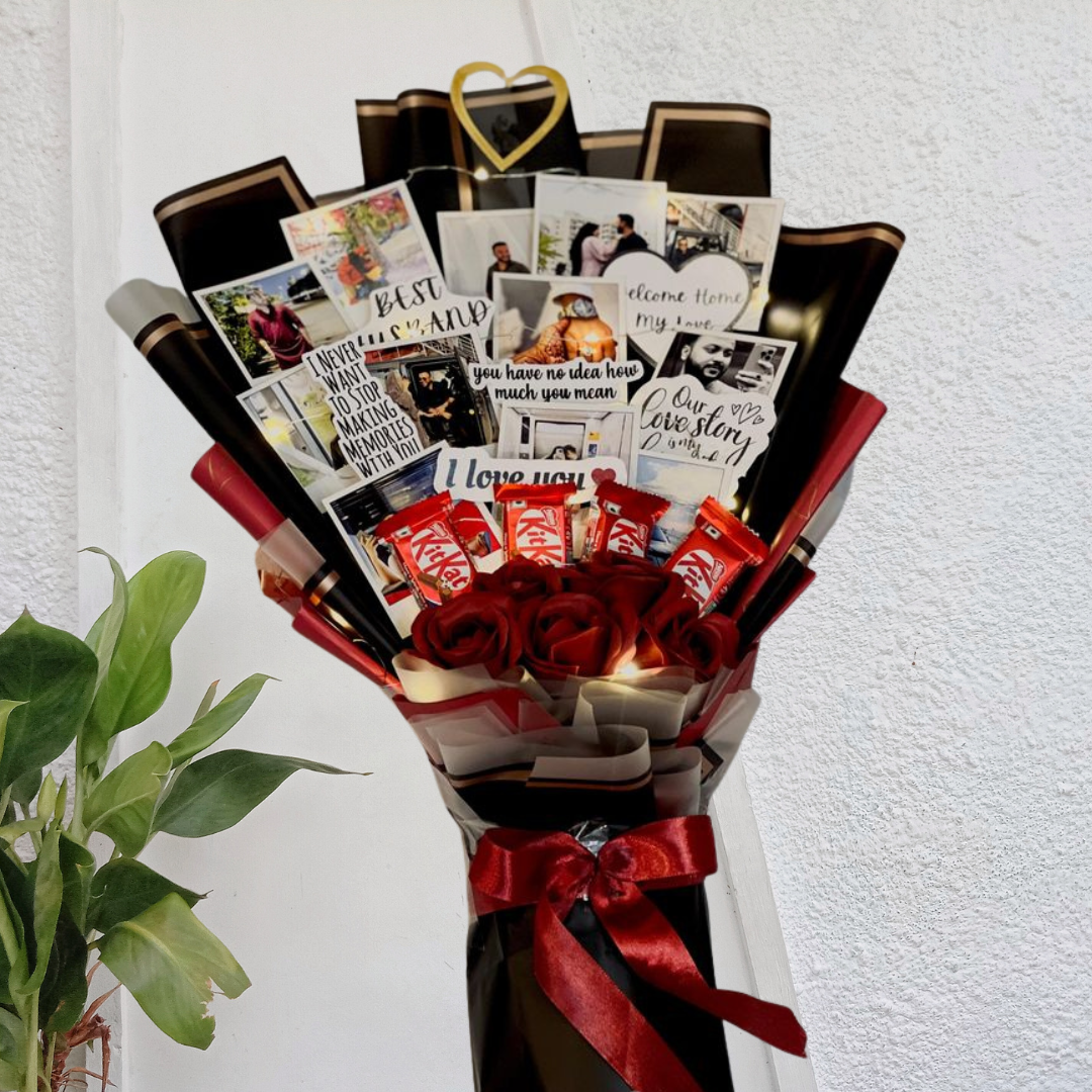 Memory Lane Chocolate & Photo Bouquet – Romantic Gift for Him or Her