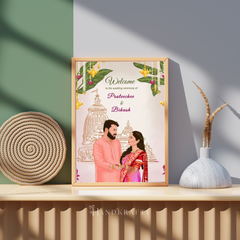 Personalized Wedding Digital Illustration Frame