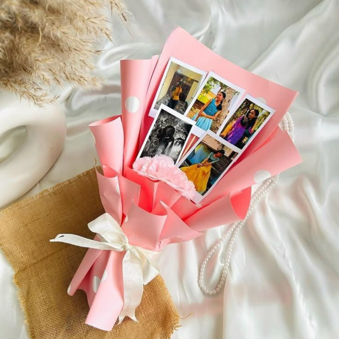 Personalized Pink Memory Photo Bouquet – Thoughtful Gift for Artists, Teachers, Friends & More